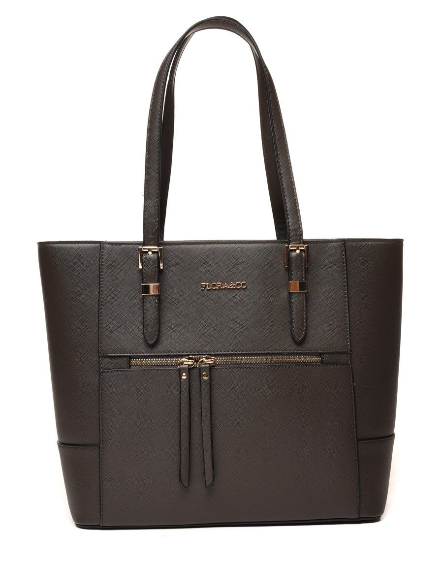 Sac à main à poche zippée gris anthracite