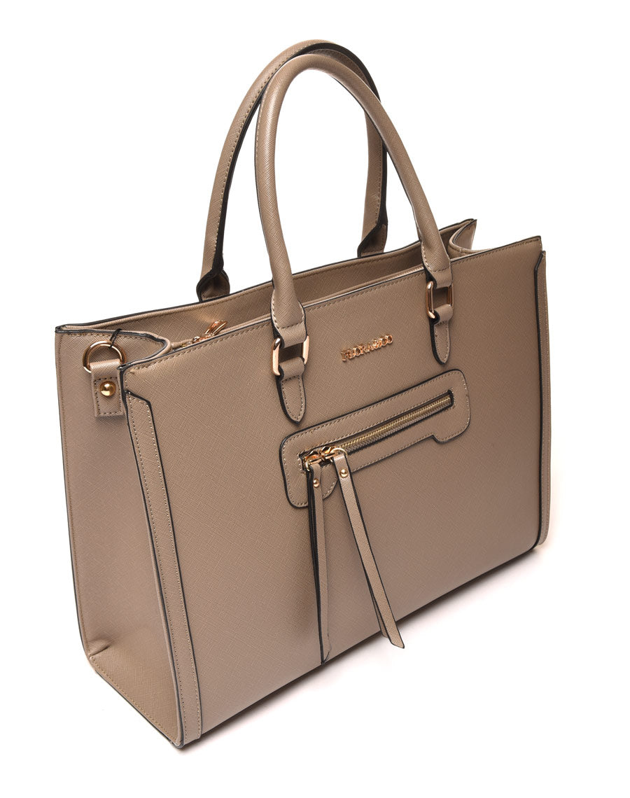 Sac à main poche zippée taupe