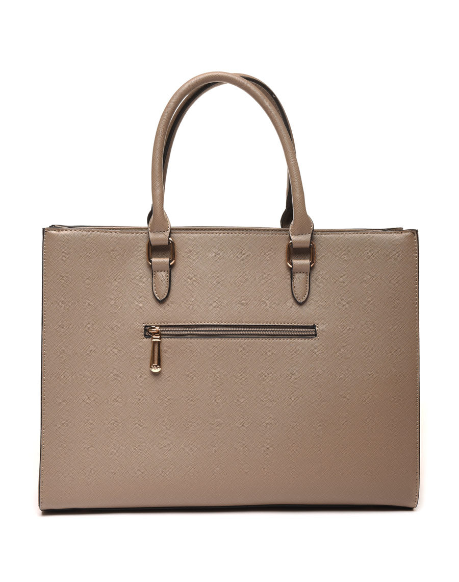 Sac à main poche zippée taupe