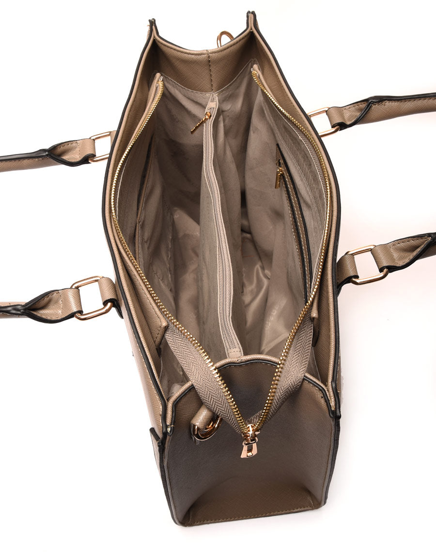 Sac à main poche zippée taupe