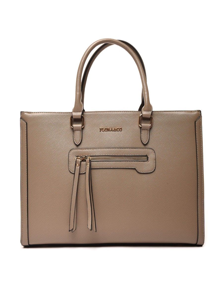 Sac à main poche zippée taupe