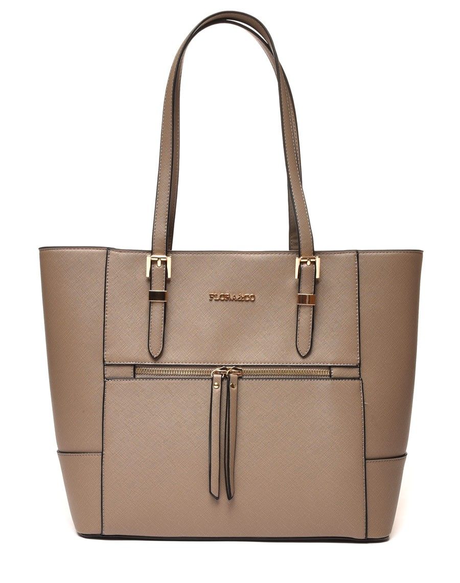 Sac à main à poche zippée taupe
