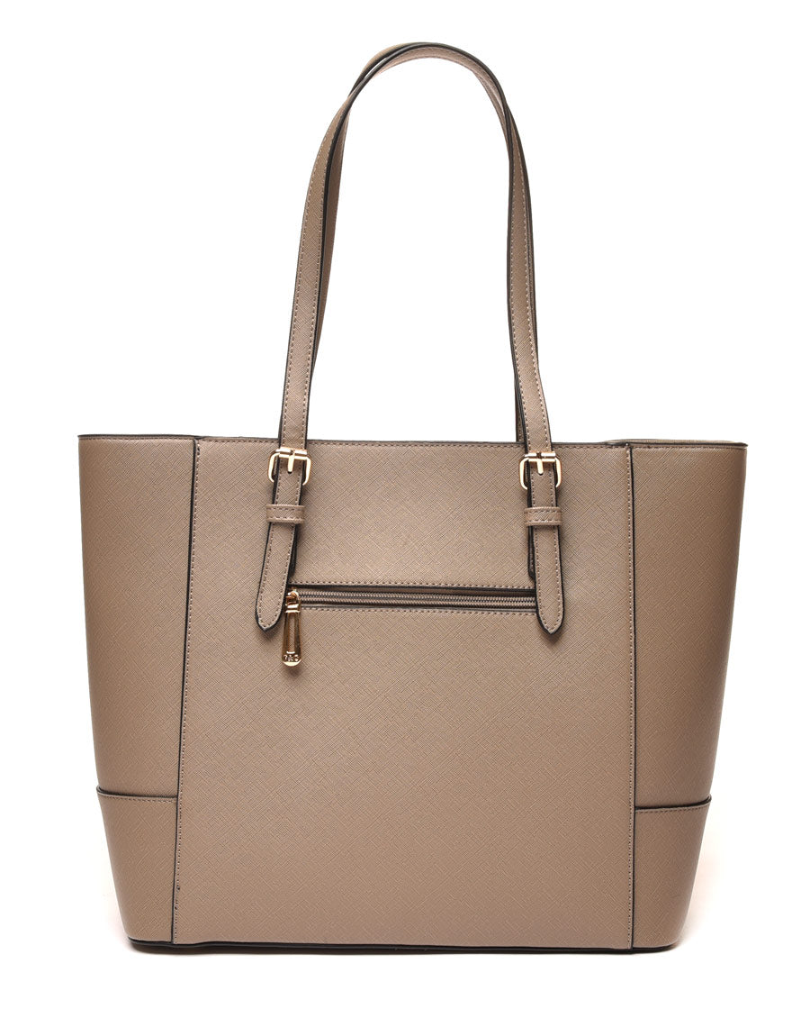 Sac à main à poche zippée taupe