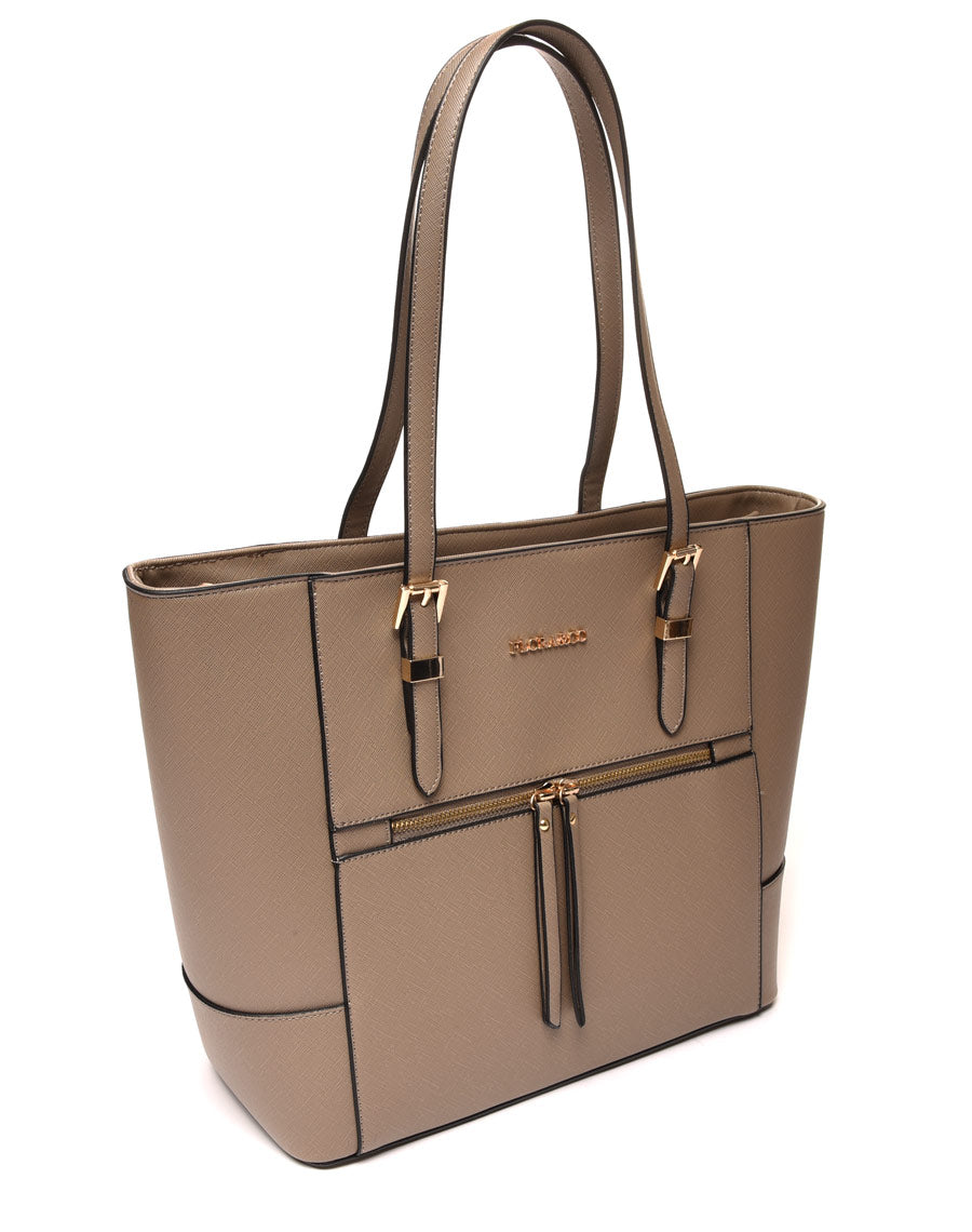 Sac à main à poche zippée taupe