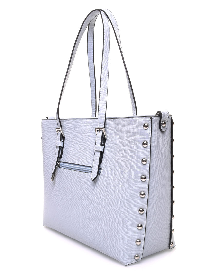 Sac à main quadrillé bleu clair