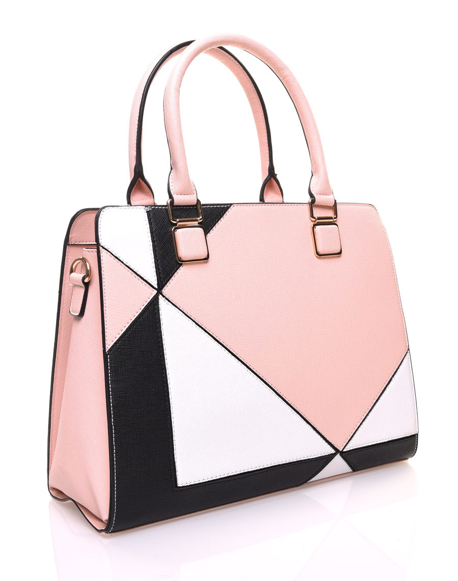 Sac à main rose blanc et noir