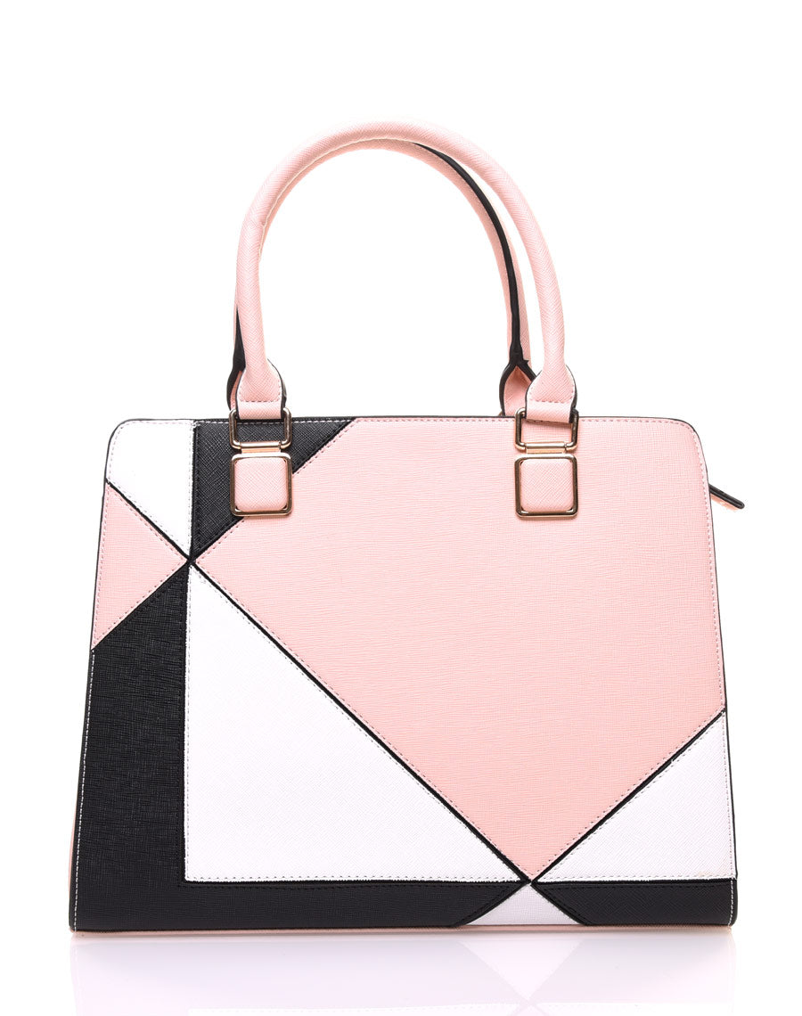 Sac à main rose blanc et noir