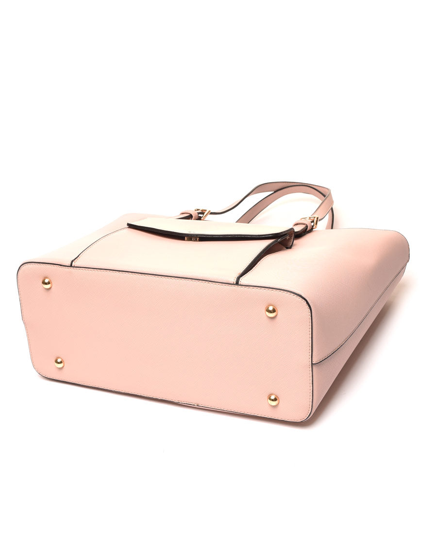 Sac à main rose pâle poche extérieure pression