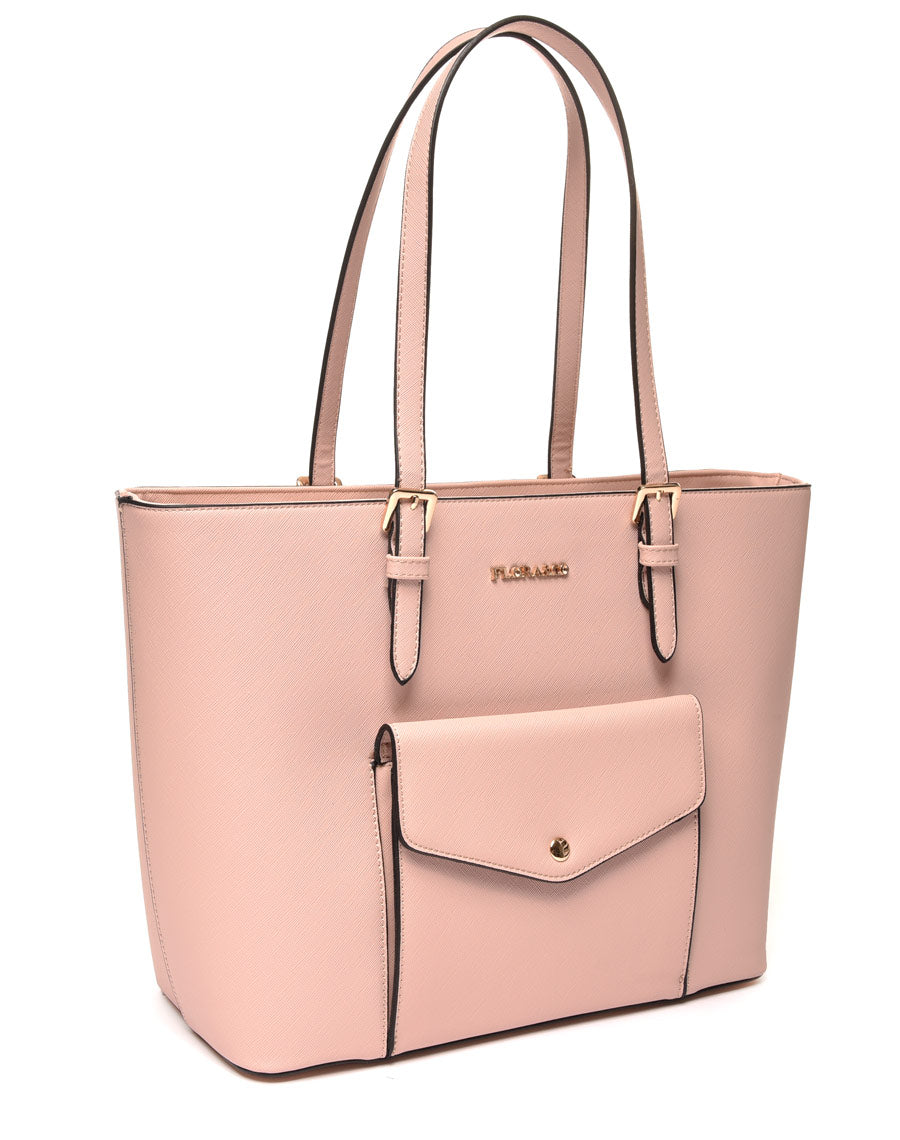 Sac à main rose pâle poche extérieure pression