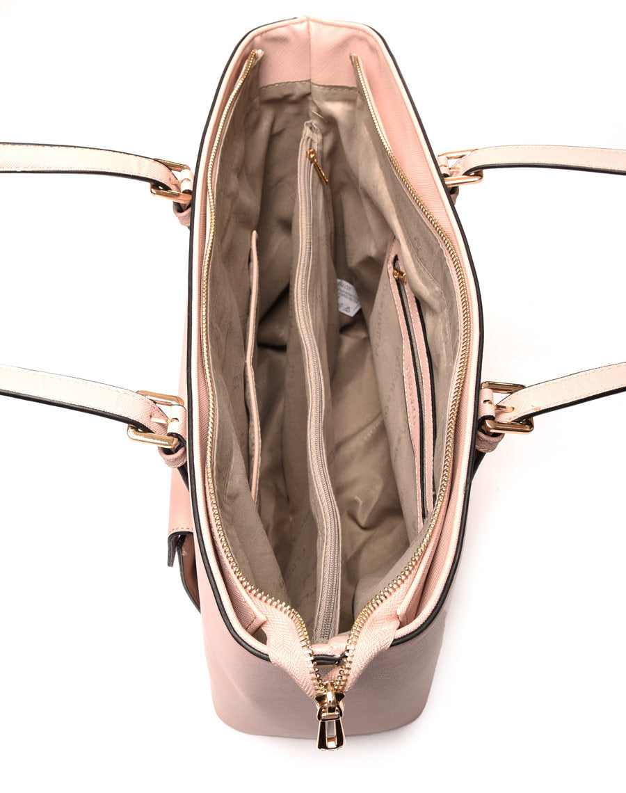 Sac à main rose pâle poche extérieure pression