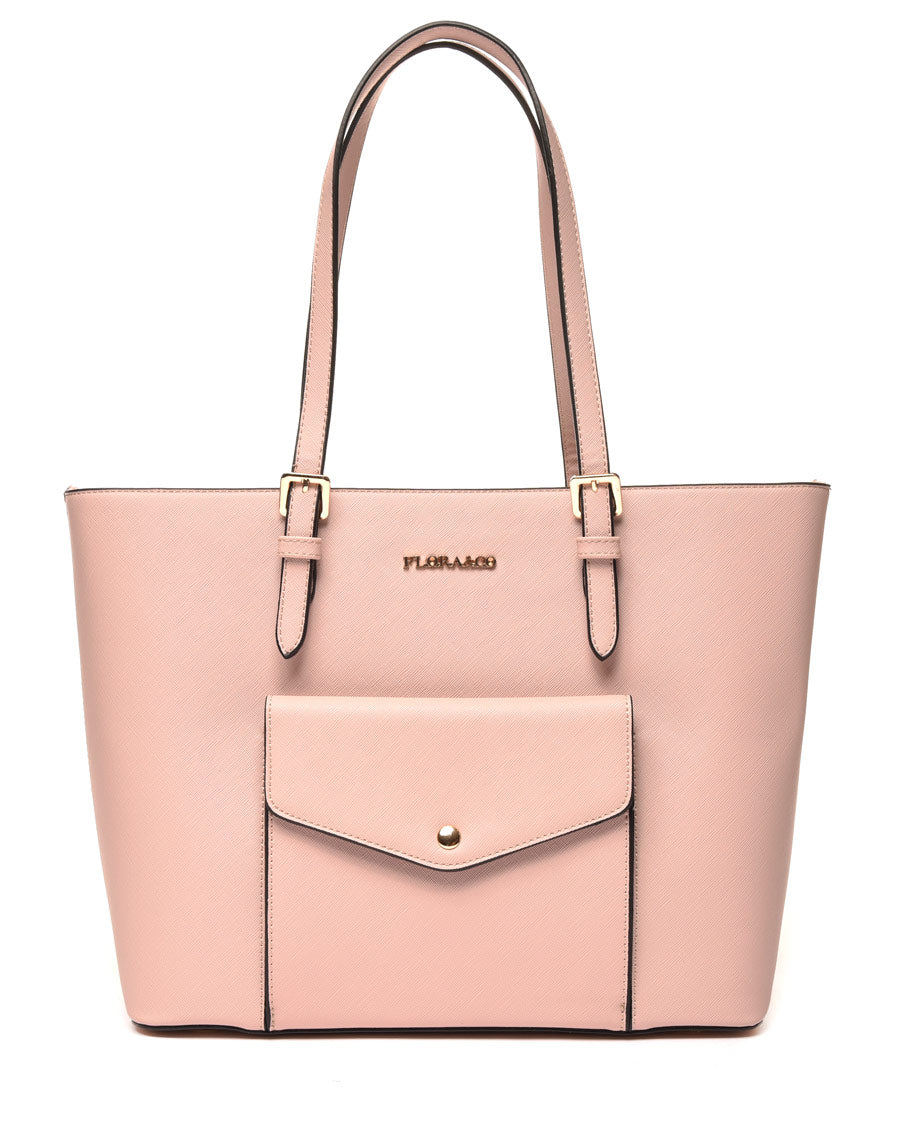 Sac à main rose pâle poche extérieure pression