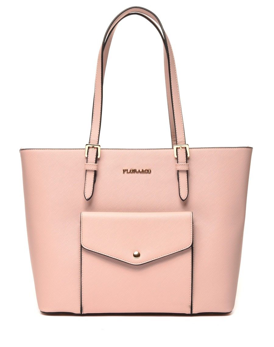 Sac à main rose pâle poche extérieure pression