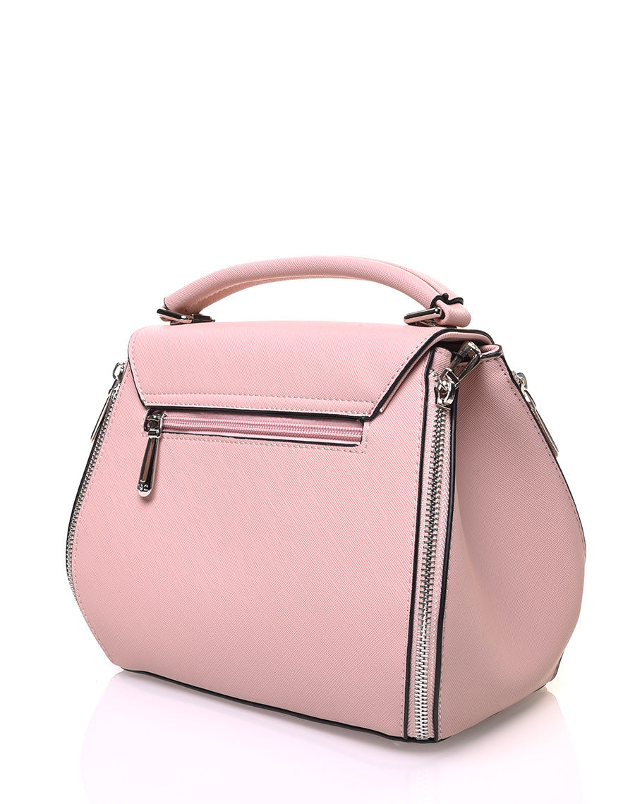 Sac à main rose pale à petite hanse avec verrou tournant