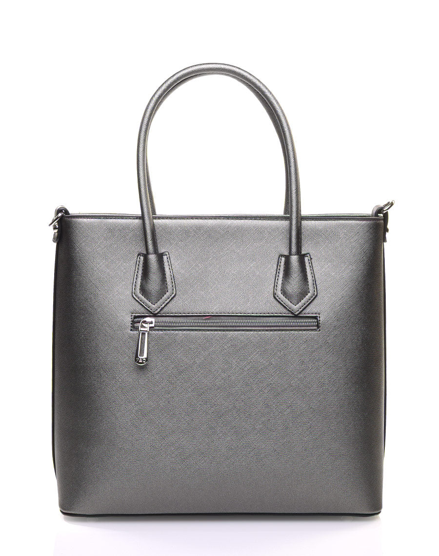 Sac à main taille moyenne gris métallisé
