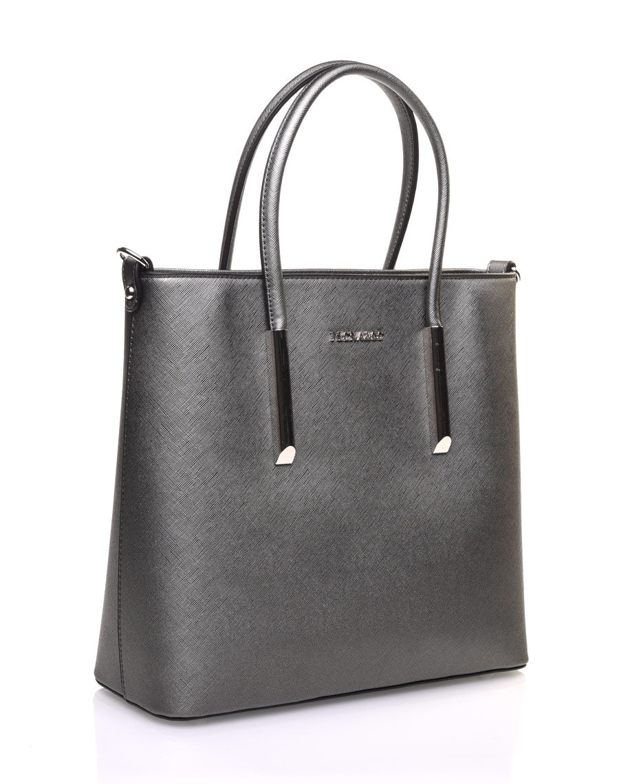 Sac à main taille moyenne gris métallisé