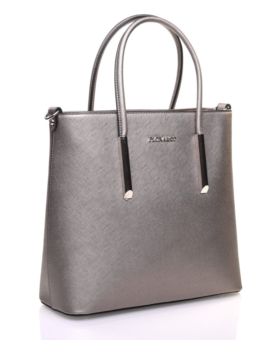 Sac à main taille moyenne taupe métallisé