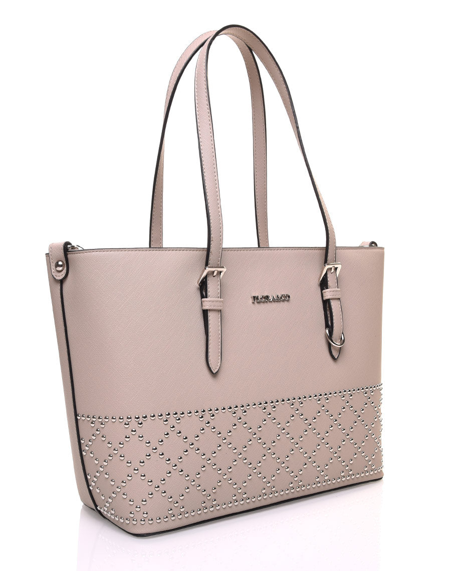 Sac à main taupe clouté