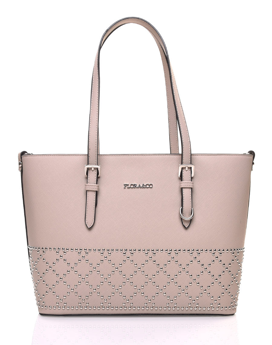 Sac à main taupe clouté