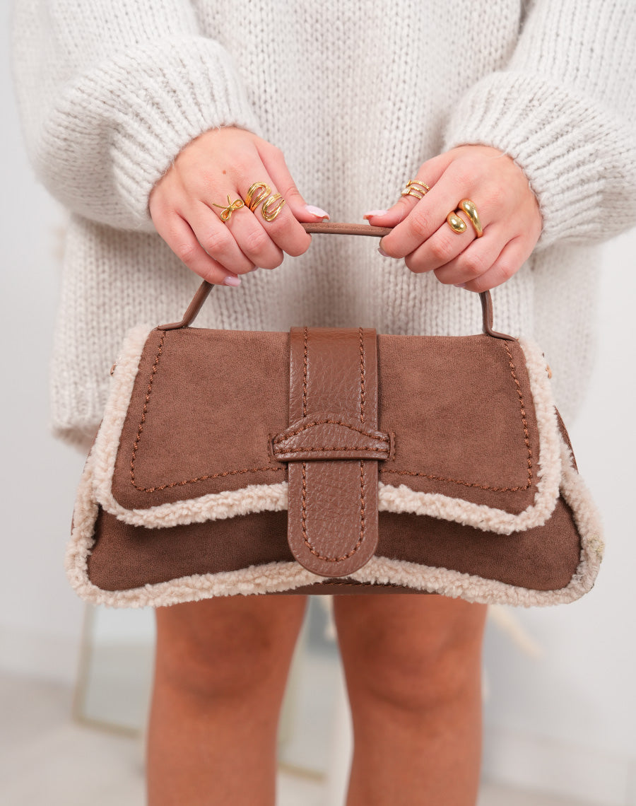 Sac à main trapèze marron