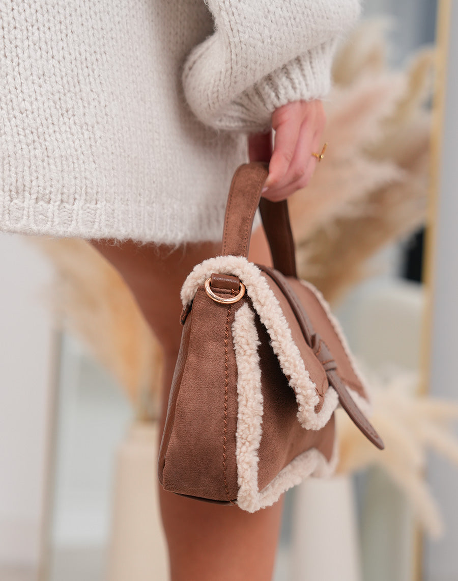 Sac à main trapèze marron