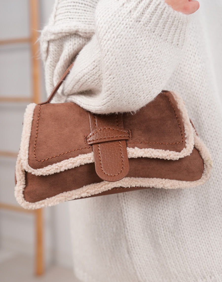 Sac à main trapèze marron