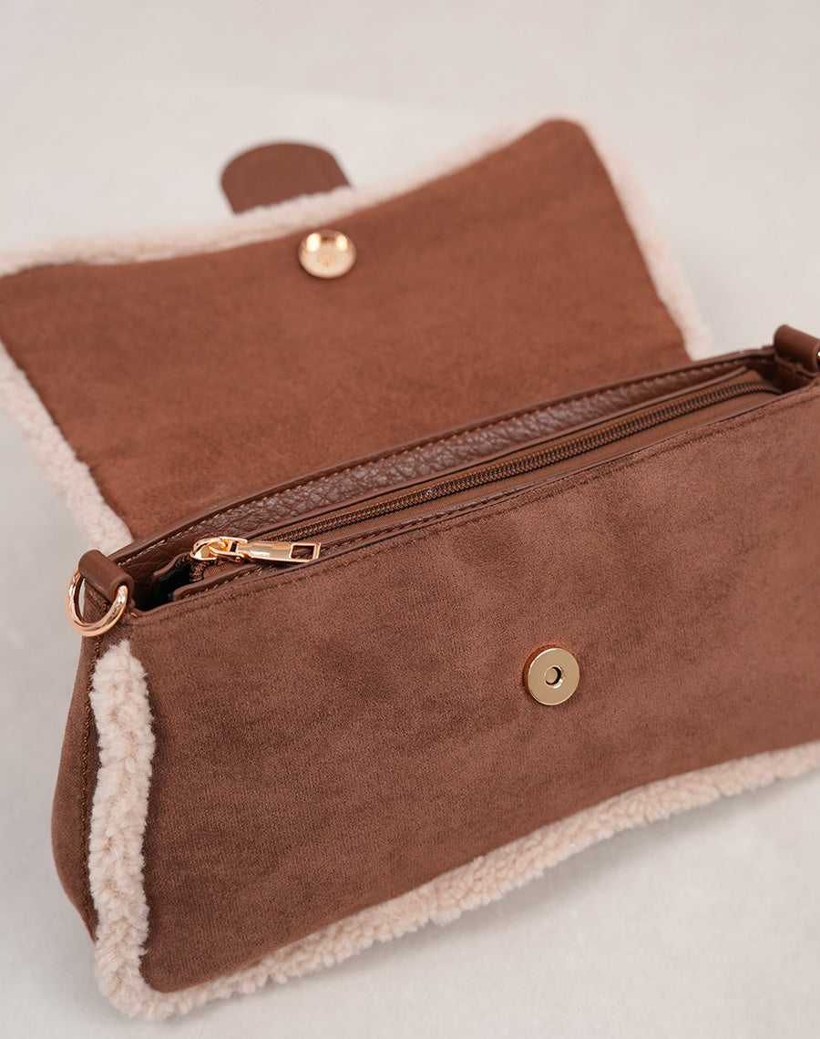 Sac à main trapèze marron