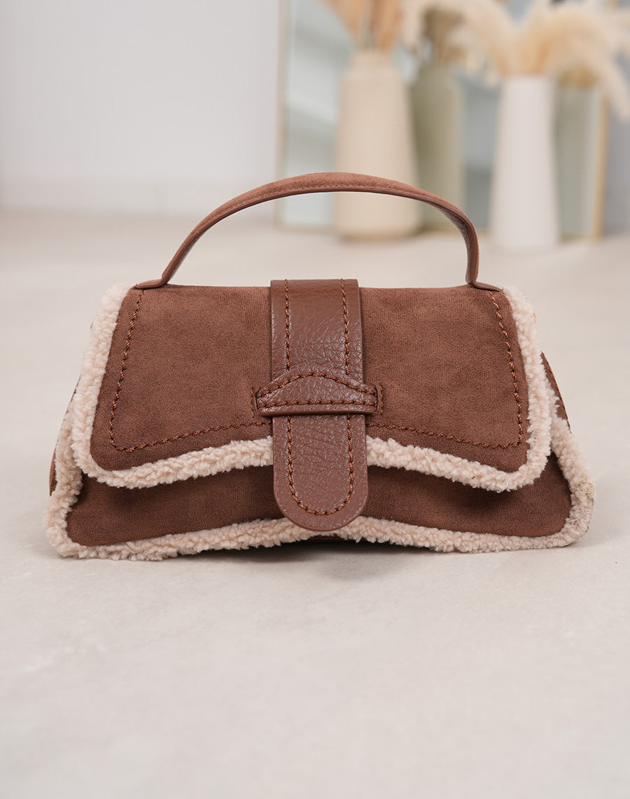 Sac à main trapèze marron