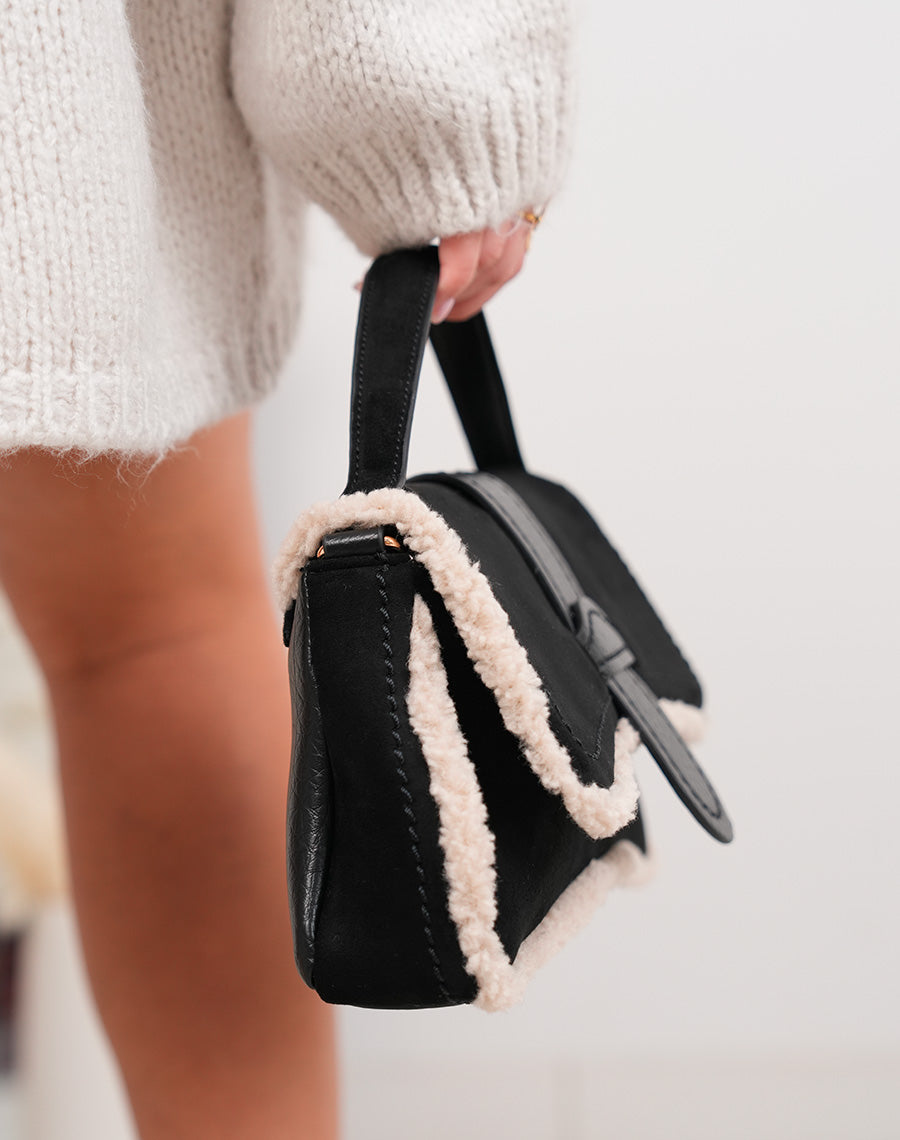 Sac à main trapèze noir