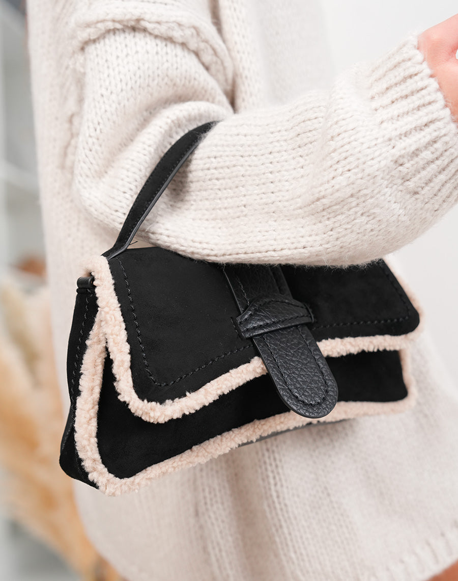 Sac à main trapèze noir