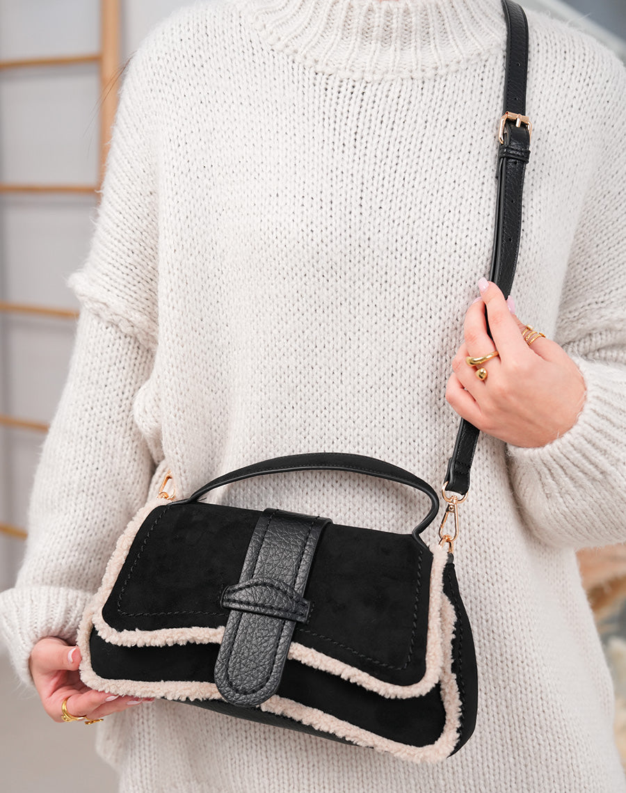 Sac à main trapèze noir