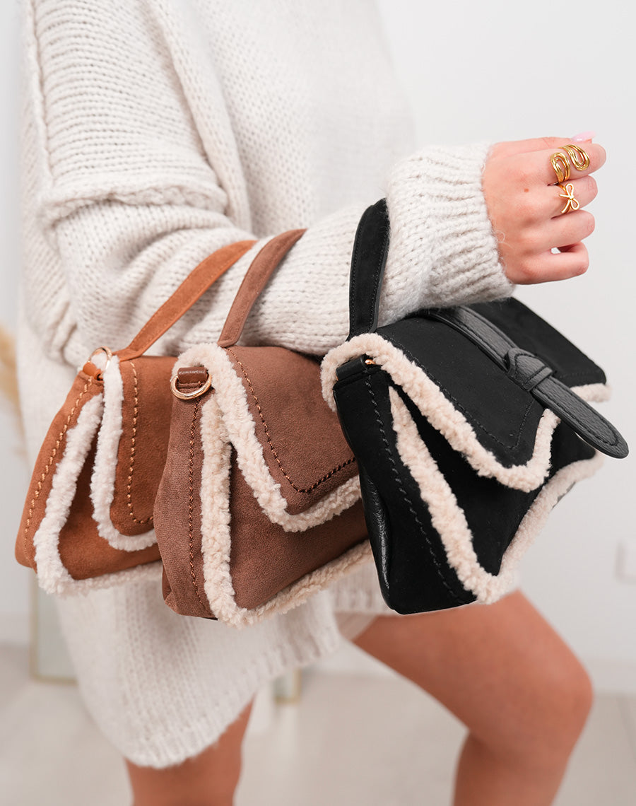 Sac à main trapèze noir