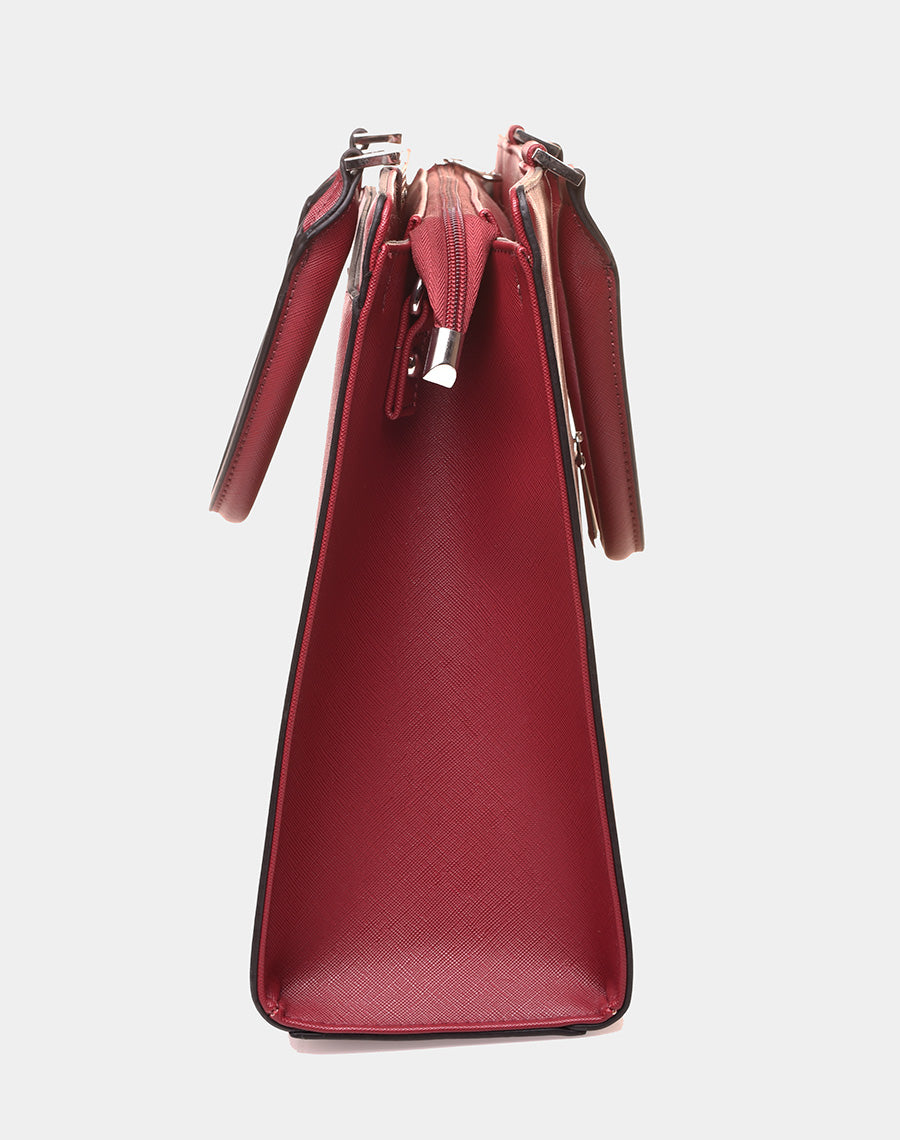 Sac à main type cabas bordeaux