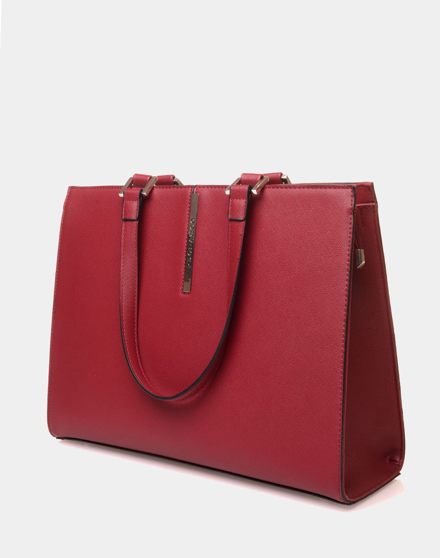 Sac à main type cabas bordeaux