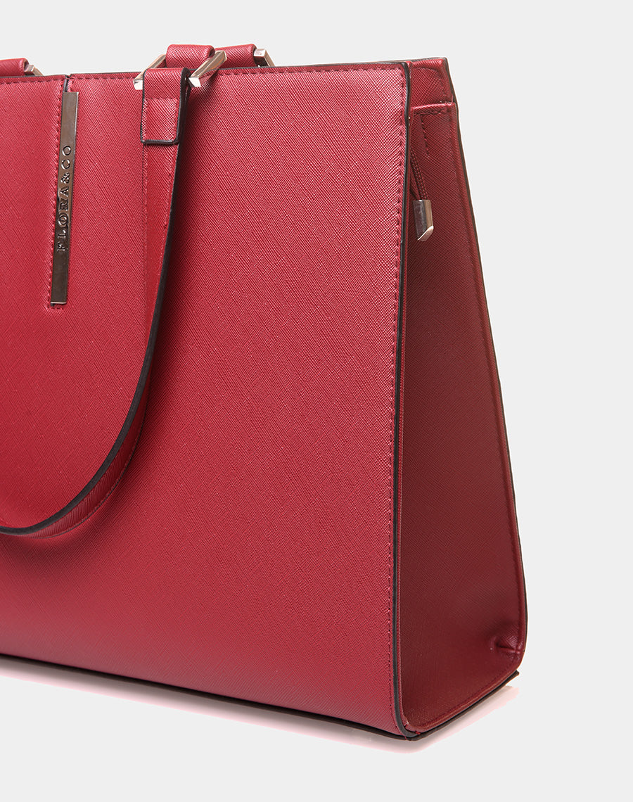 Sac à main type cabas bordeaux