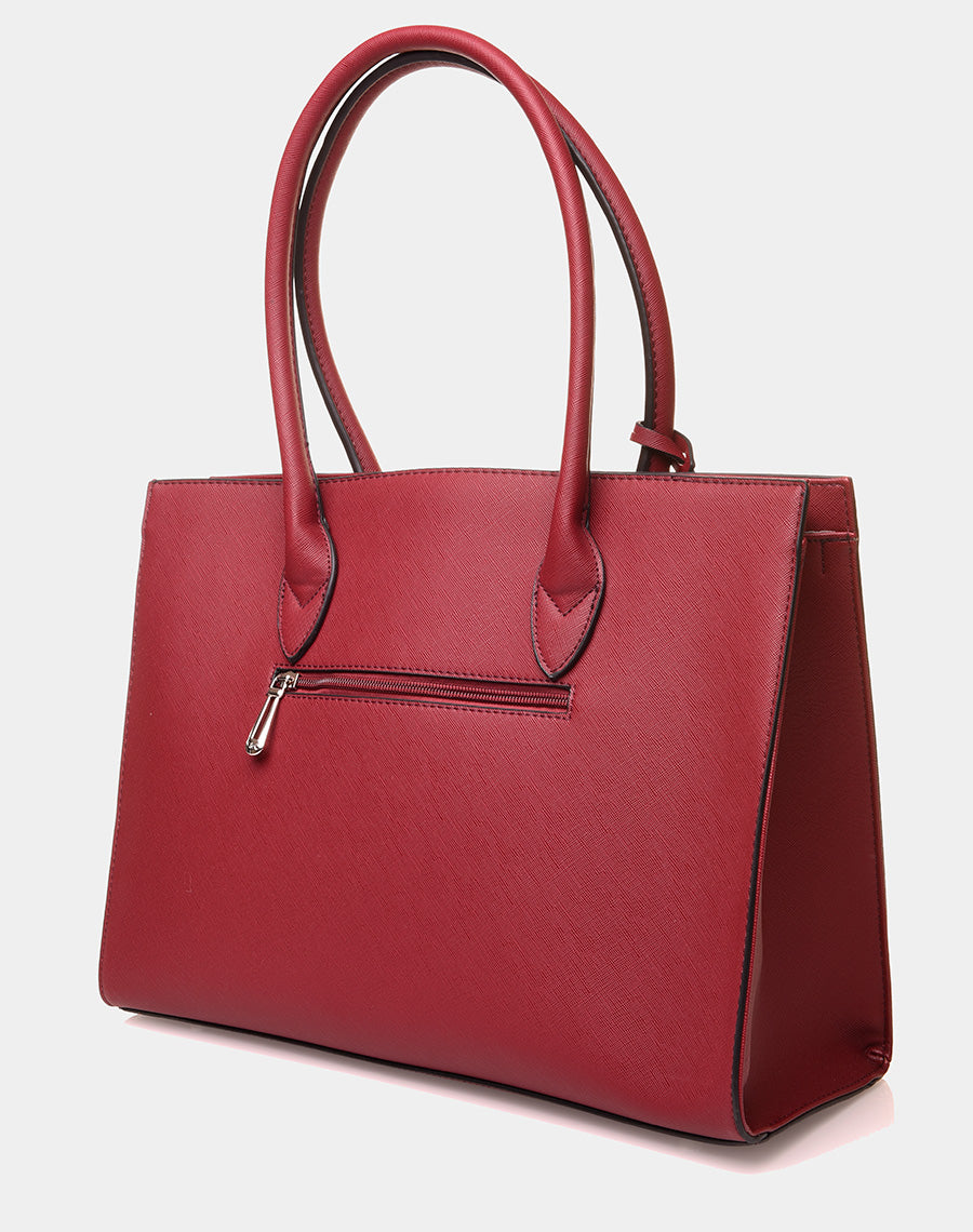 Sac à main type cabas élégant bordeaux