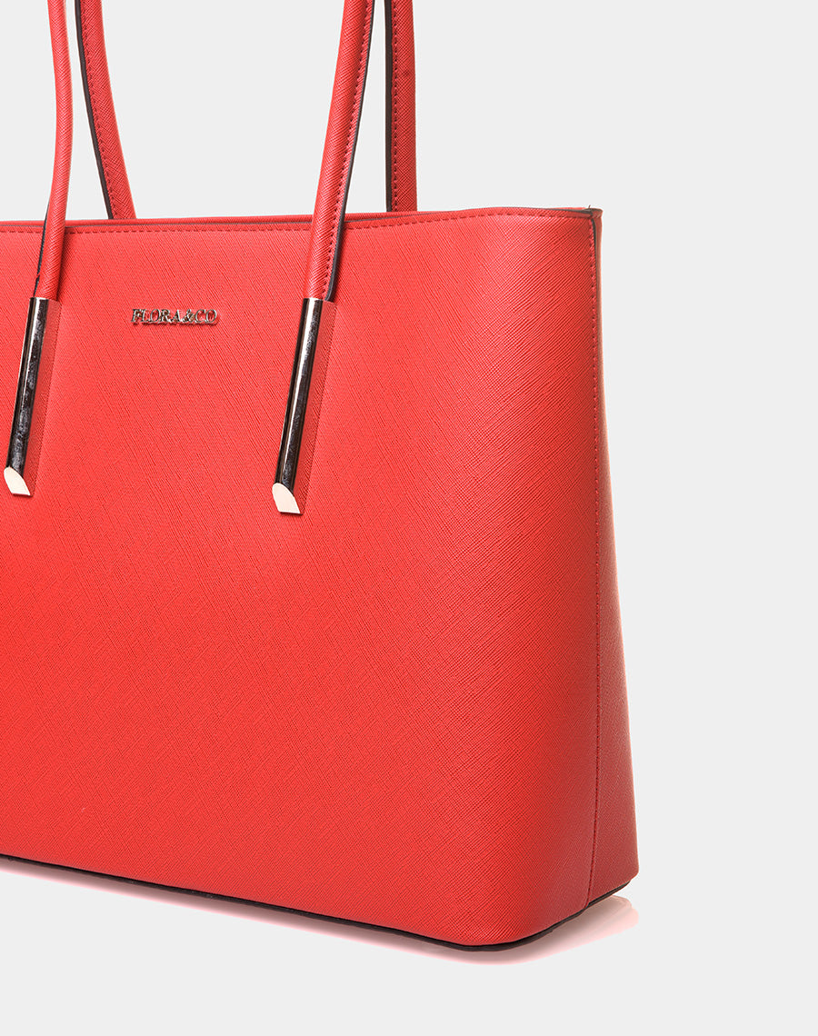 Sac à main type cabas rouge