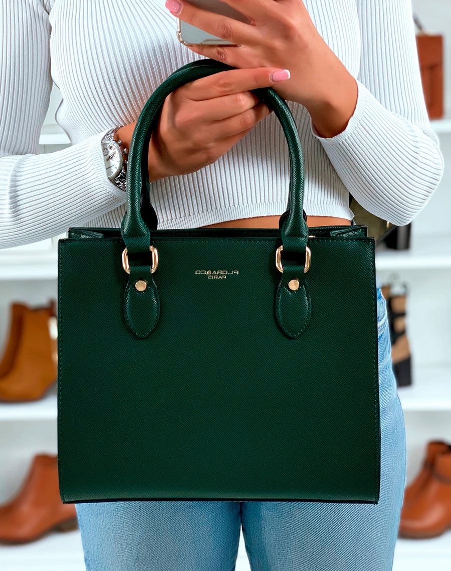 SAC ? MAIN VERT FONC? ? BANDOULI?RE EN MOTIF