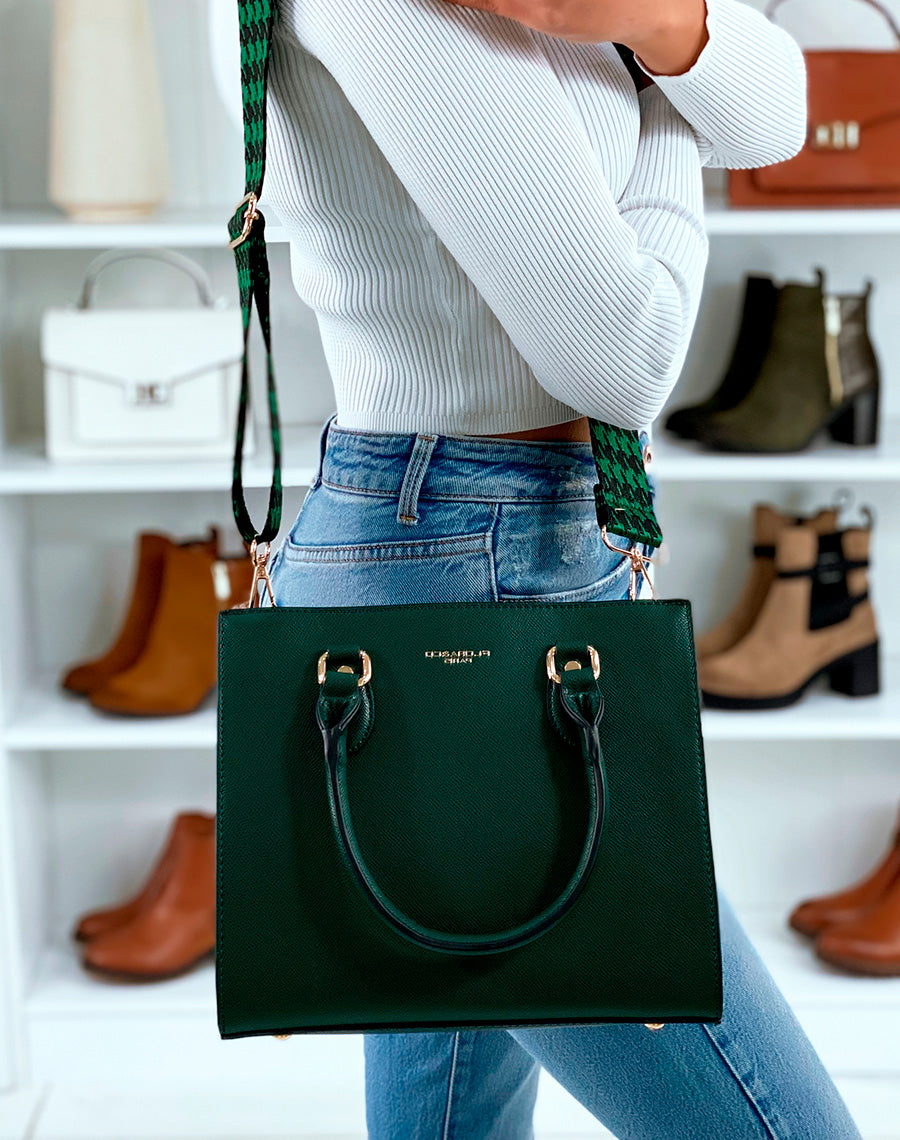 SAC ? MAIN VERT FONC? ? BANDOULI?RE EN MOTIF