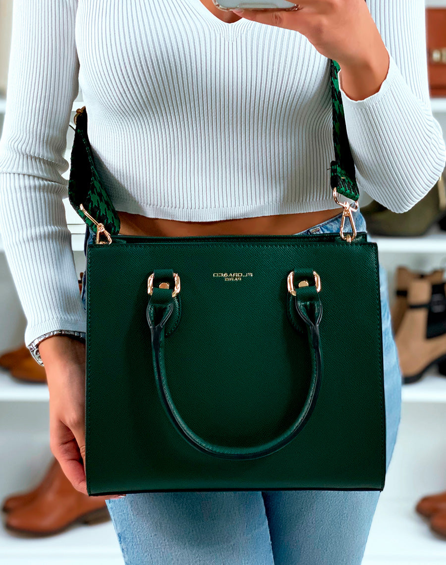 SAC ? MAIN VERT FONC? ? BANDOULI?RE EN MOTIF