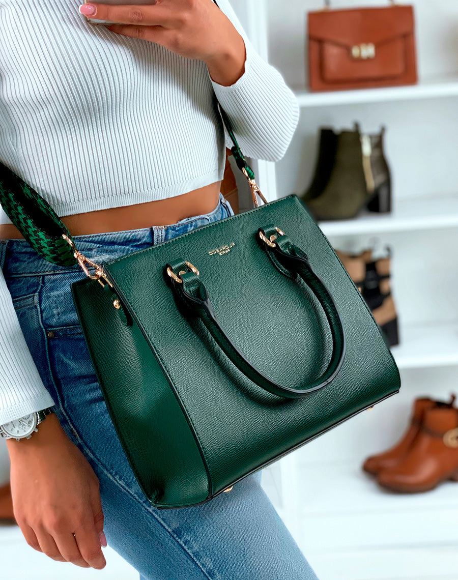 SAC ? MAIN VERT FONC? ? BANDOULI?RE EN MOTIF