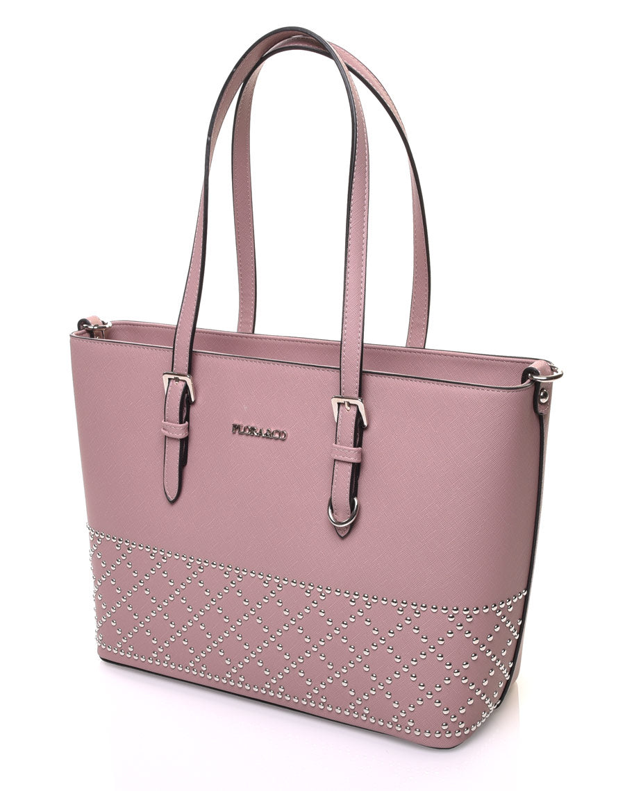 Sac à main vieux rose clouté