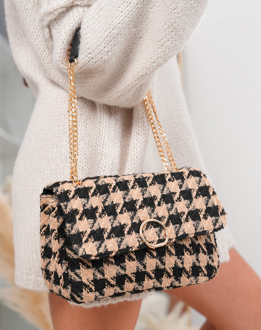 Sac noir et beige en tweed