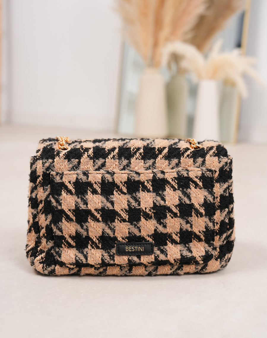 Sac noir et beige en tweed