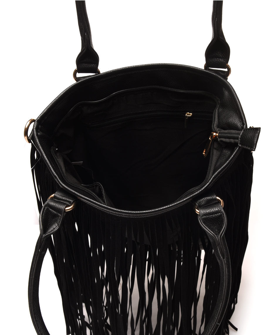 Sac noir à franges