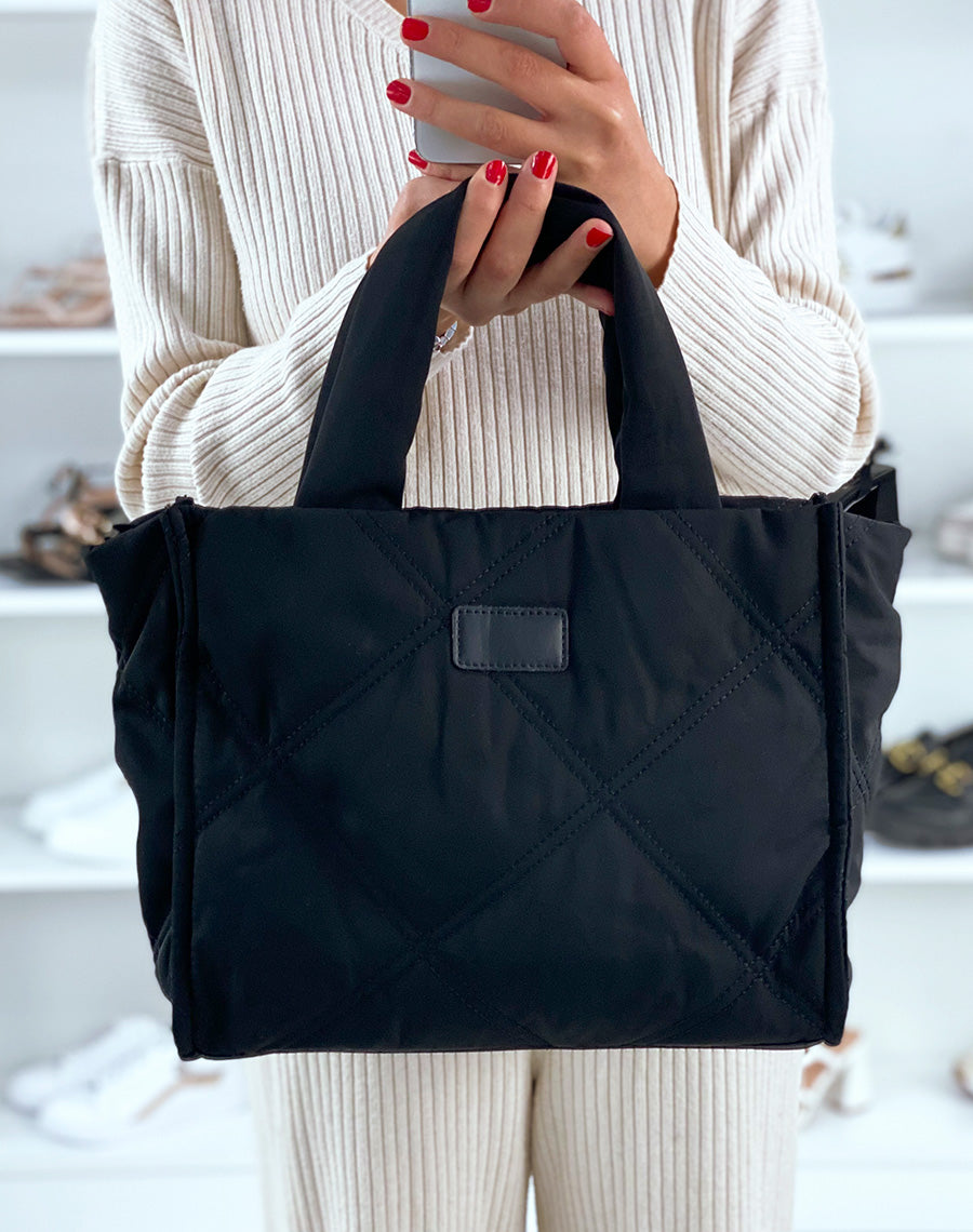 Sac noir matelassé en nylon