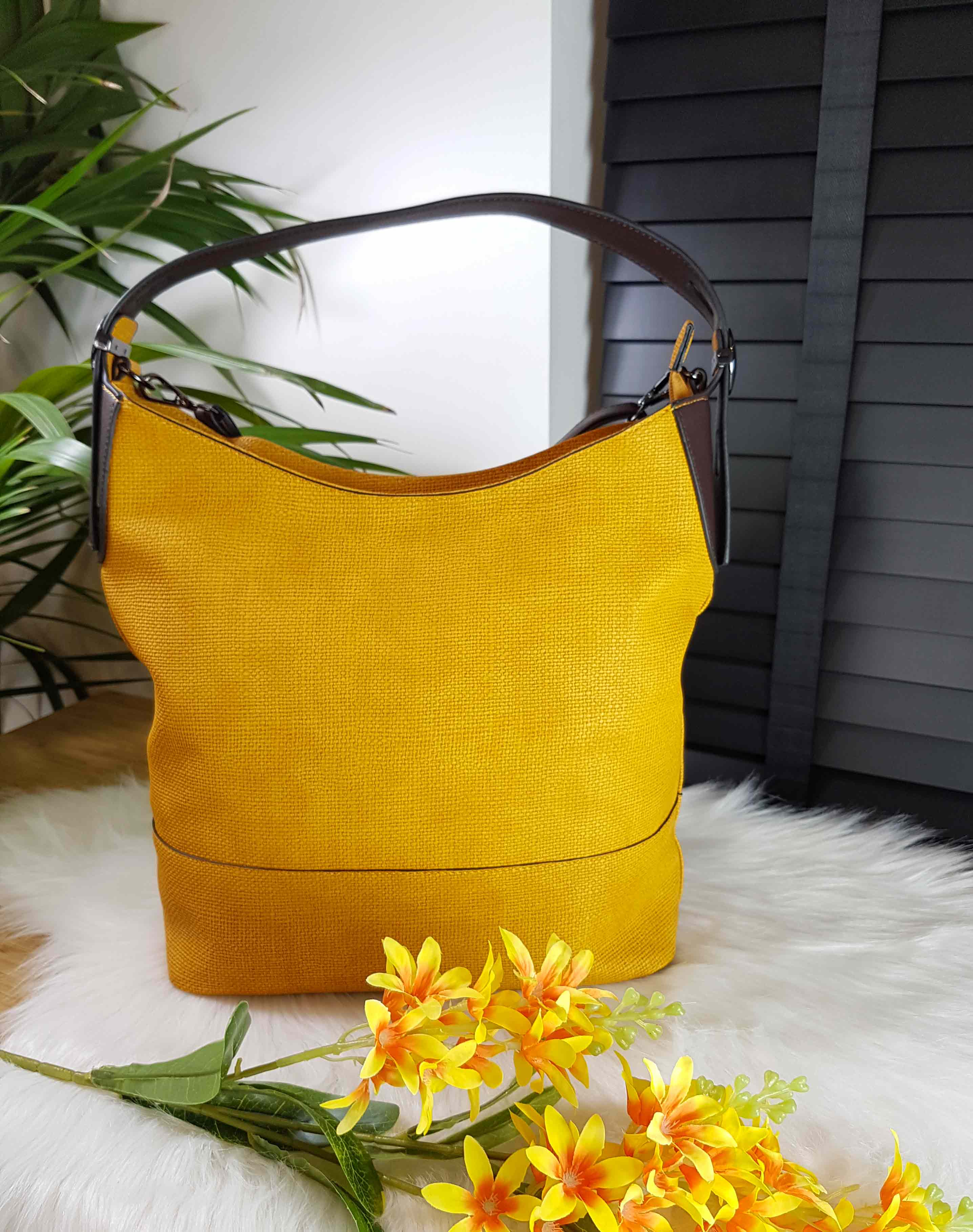 Sac quotidien jaune moutarde bicolore