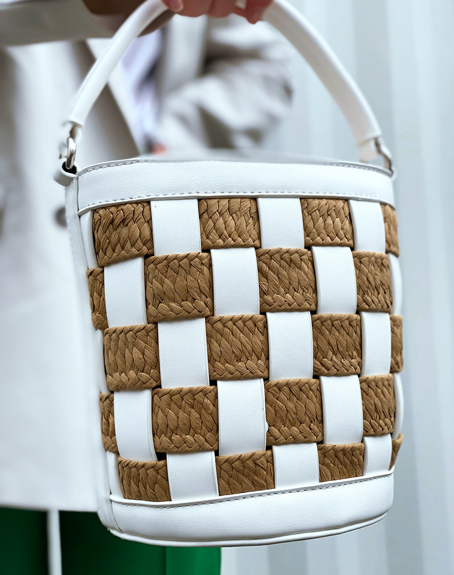 Sac sceau blanc en damier