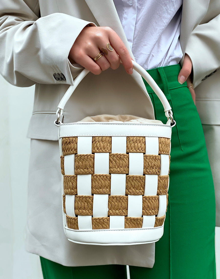 Sac sceau blanc en damier