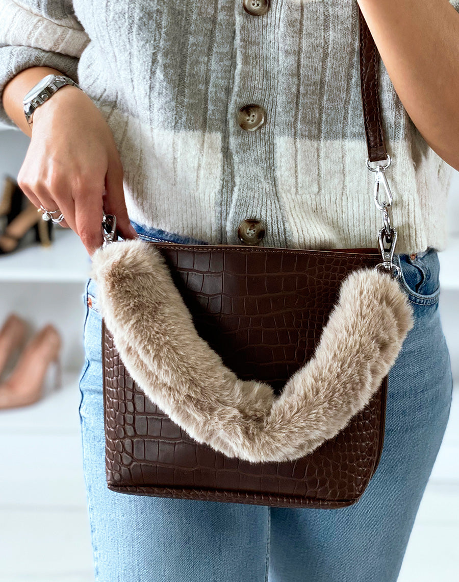 Sac sceau marron effet croco