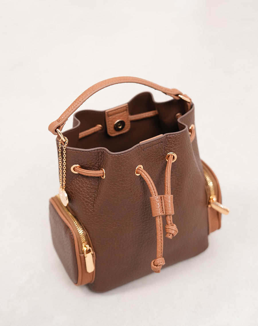 Sac sceau marron et taupe effet grainé
